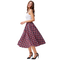 Kate Kasin Women's Vintage Fashion Grid Pattern Plaid A-Line Skirt KK000495-1